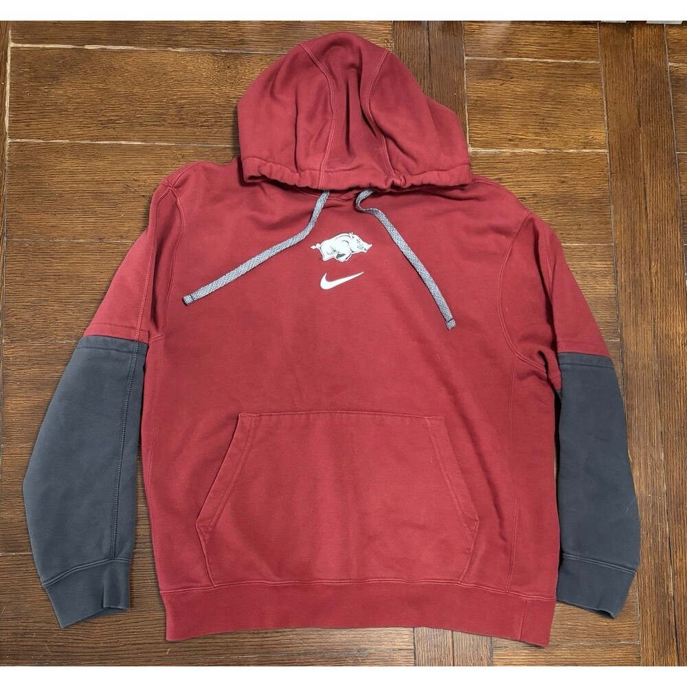 Men’s Arkansas Razorbacks Nike Size L Red Center Swoosh Hoodie Sweatshirt